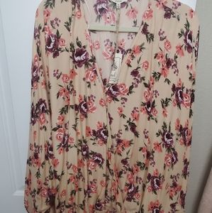 Over sized mock wrap top